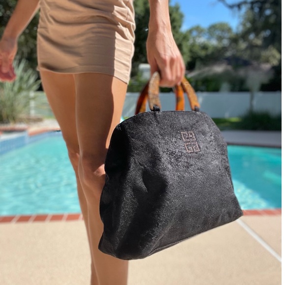 Givenchy Handbags - SALE 🇺🇸 Givenchy 1990s Velour Tote w/Carved Top Handles